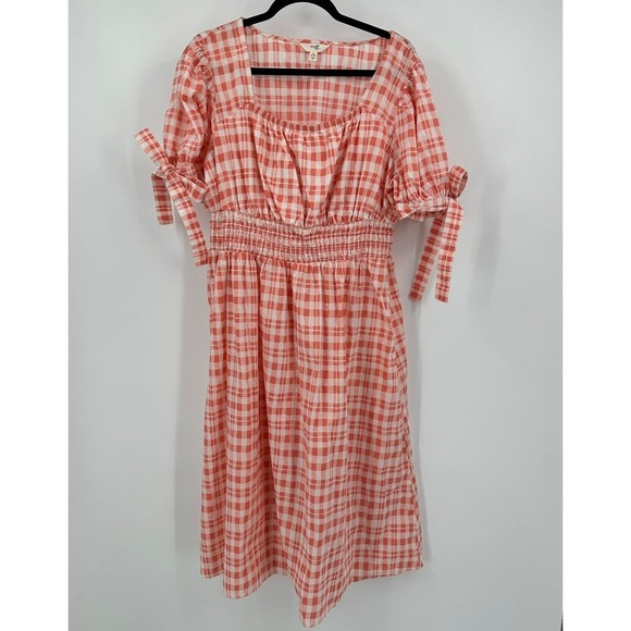 Terra & Sky Dresses & Skirts - Womens‎ Cottagecore Milkmaid Midi Dress Size 1X Gingham Smocked Romantic Prairie